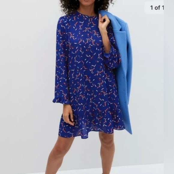 Banana Republic Dresses & Skirts - Banana Republic Women's XL Royal Blue Patterned & Ruffle Tunic Summer Dress